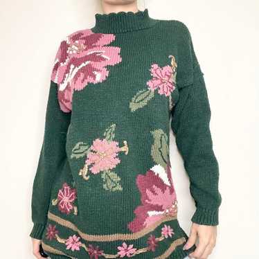 1990s vintage cottagecore floral embroidered Knit 