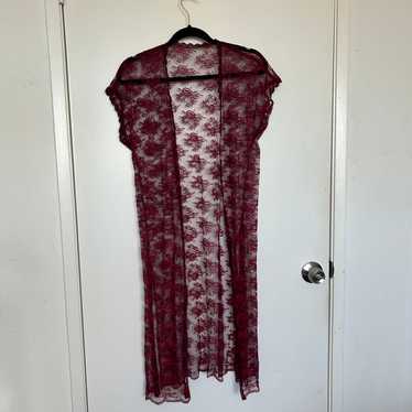 Vintage Burgundy lace kimono