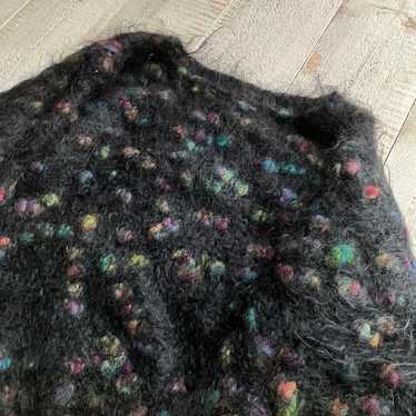 Vintage knitted black sweater with long pile.