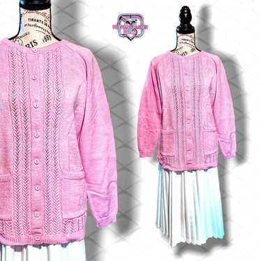 Vintage 1960's Barbie Pink Button Up Knit Cardigan