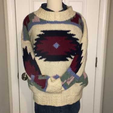 Vintage Hand Knitted 100% Shetland Wool Sweater