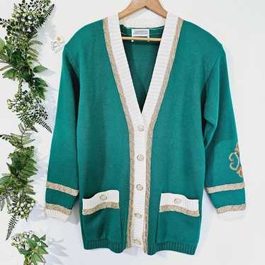 Vintage Sideffects Cardigan Sweater With Gold Trim