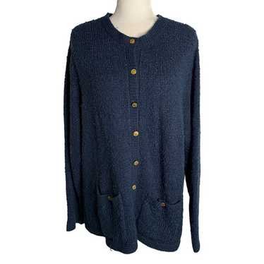 Vintage 90s Blair Knit Cardigan Sweater XL Blue Bu