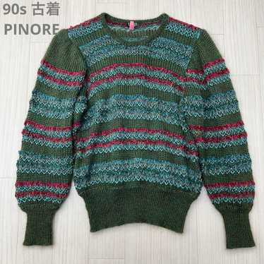 90s vintage PINORE slit yarn design knit sweater.