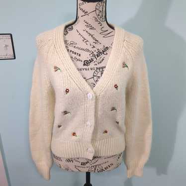 Floral Embroidered Knit Cardigan English factory S