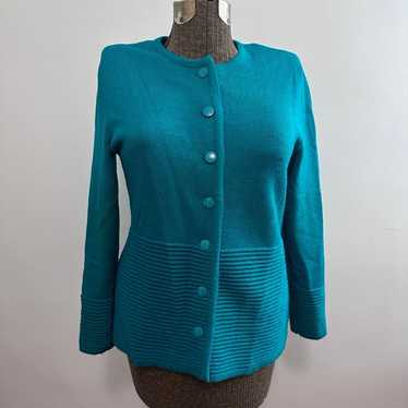 Vintage Ami Knits turquoise knit cardigan size M