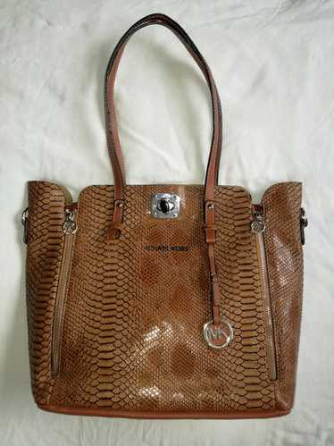 MICHAEL KORS MK Large Jet Set Python Print Brown … - image 1