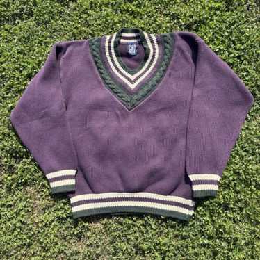 トップス 90s OLD GAP Wool Sweater Vintage Gap Tennis Sweater Women's Large Off White Cable