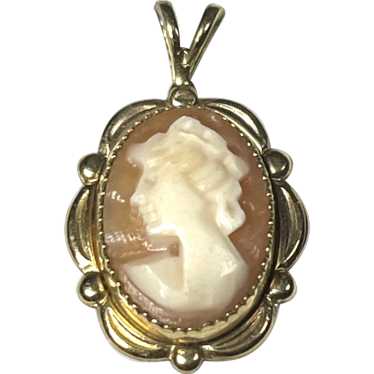 Vintage Shell Cameo Pendant 14k Gold Fill