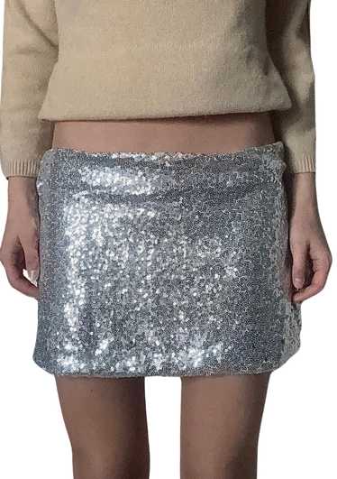 Silver Sequin Mini Skirt (S)