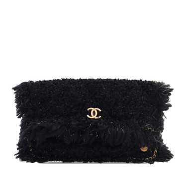 Black Chanel Tweed Fringe Paris Cosmopolite Clutch