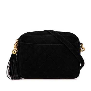 Black Chanel CC Quilted Suede Tassel Camera Bag