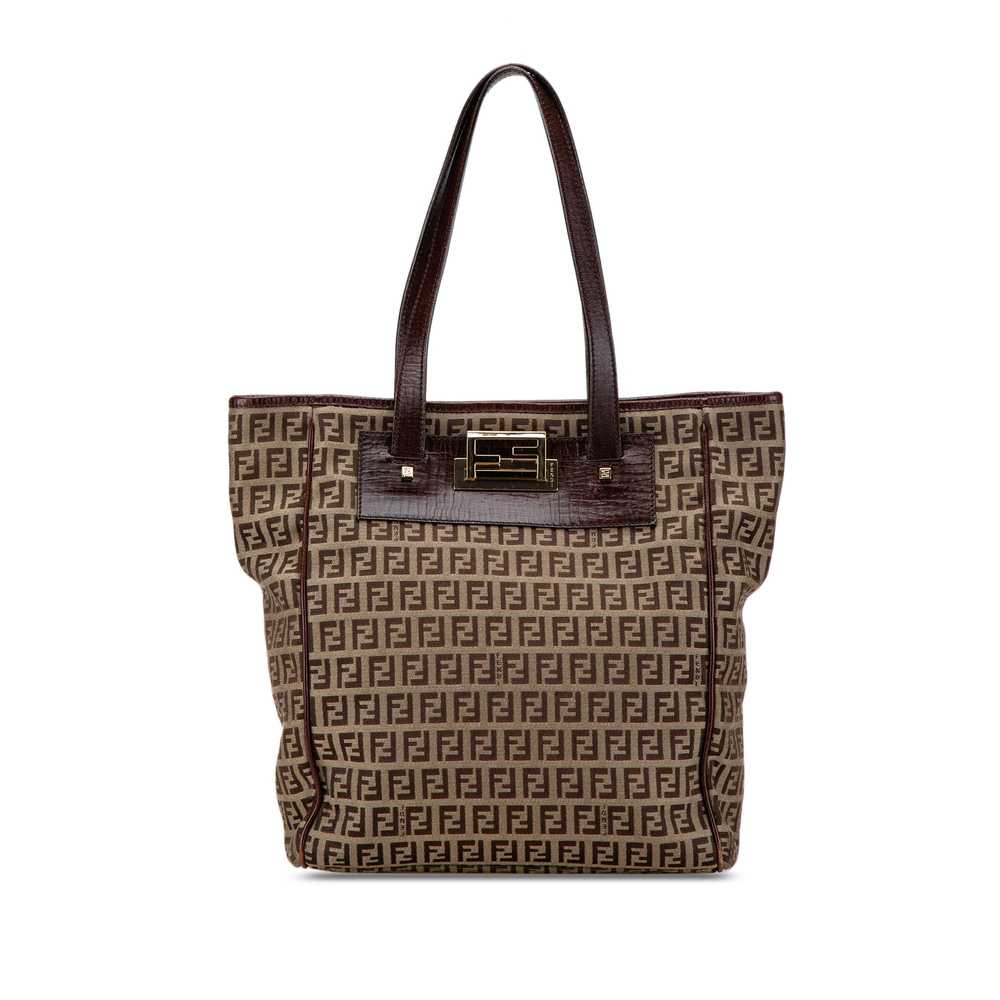 Brown Fendi Zucchino Canvas Tote - image 1