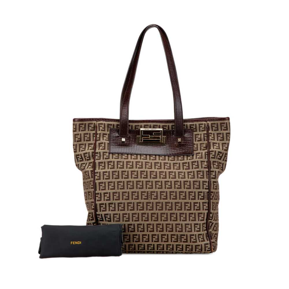 Brown Fendi Zucchino Canvas Tote - image 8