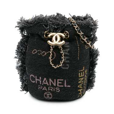 Black Chanel Mini Denim Mood Bucket with Chain