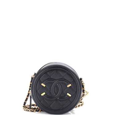 CHANEL Filigree Round Clutch with Chain Quilted Ca