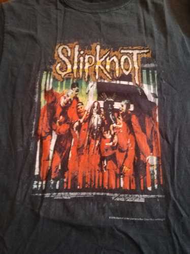 90年代slipknot Tシャツblue grapeアメリカ製バンドt当時物 90's BLUE GRAPE ''SlipKnot'' 両面プリント Tシャツ 墨黒 表記