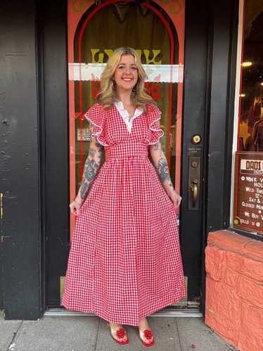 Vintage 70s gingham prairie maxi dress