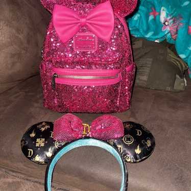 Disney parks Loungefly Magenta hot pink sequin bac