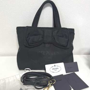 PRADA Jacquard Ribbon Nylon Bag Black