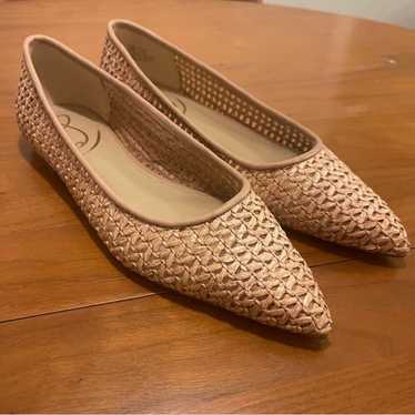 Sam Edelman Wanda Pointed Toe Flat Warm Tan Raffia