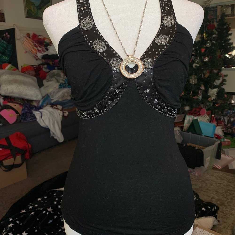 Y2k mcbling grunge beaded halter top - Gem
