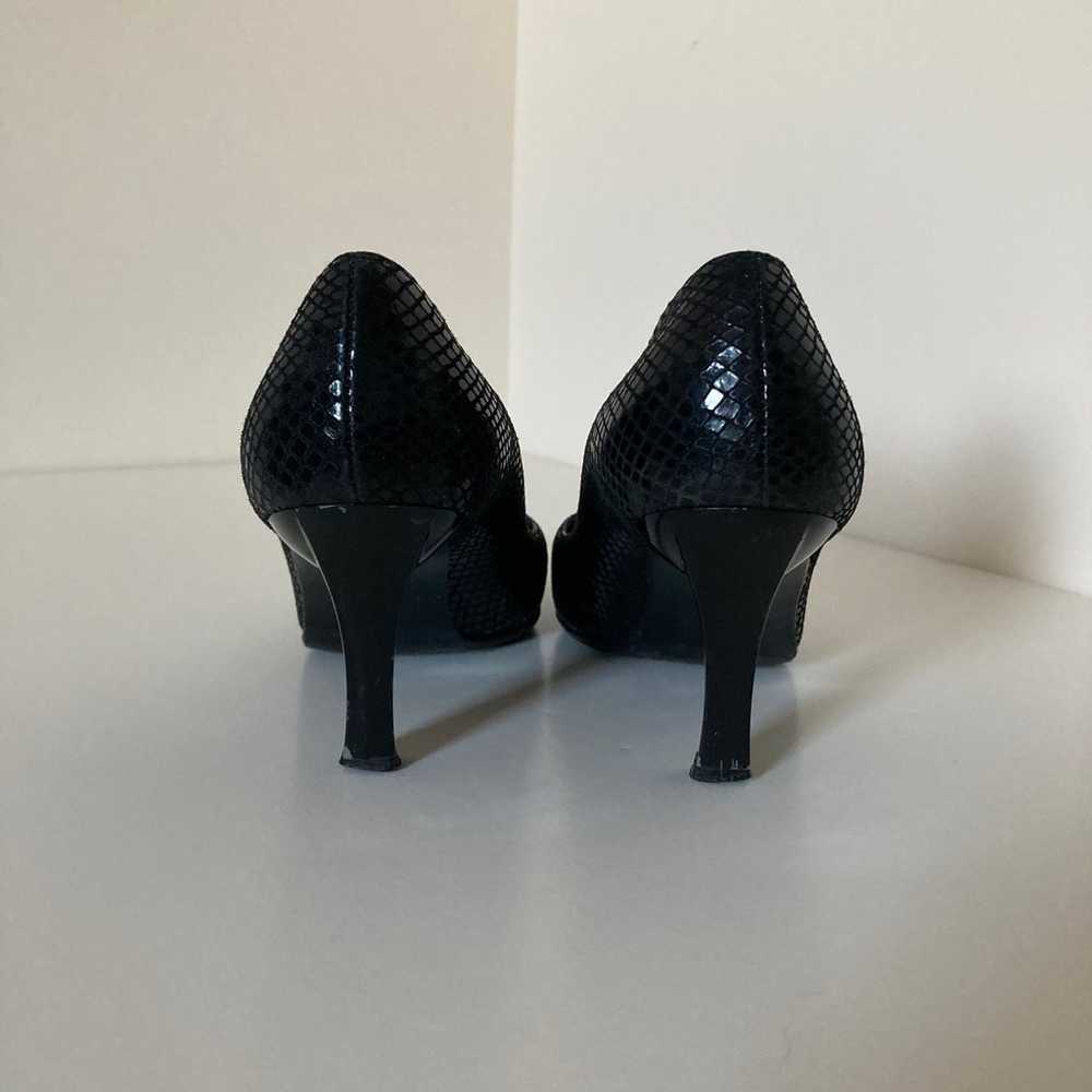 Stuart Weitzman Black Scale Like Pointed Kitten H… - image 3