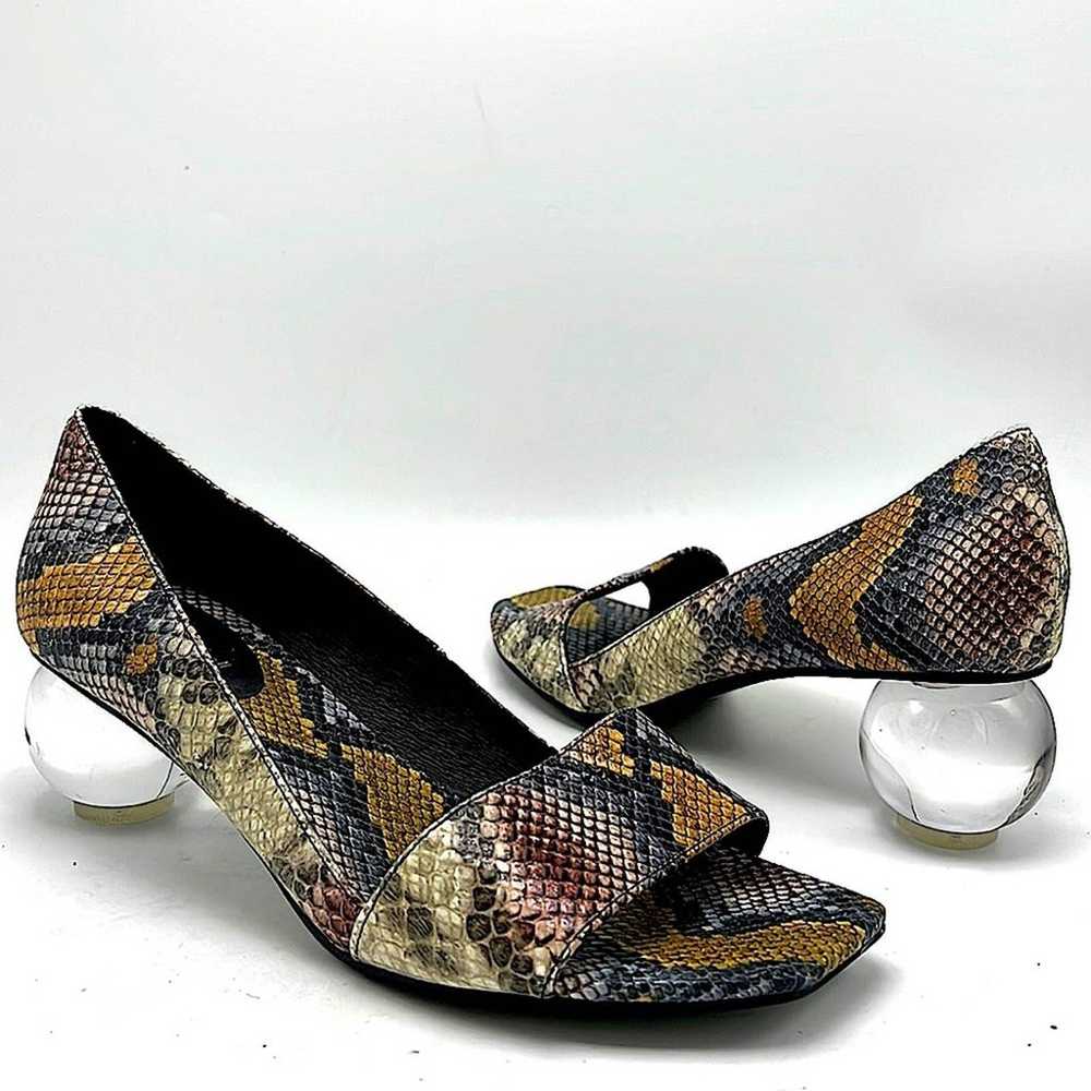 Jeffrey Campbell python snake print peep toe sand… - image 1