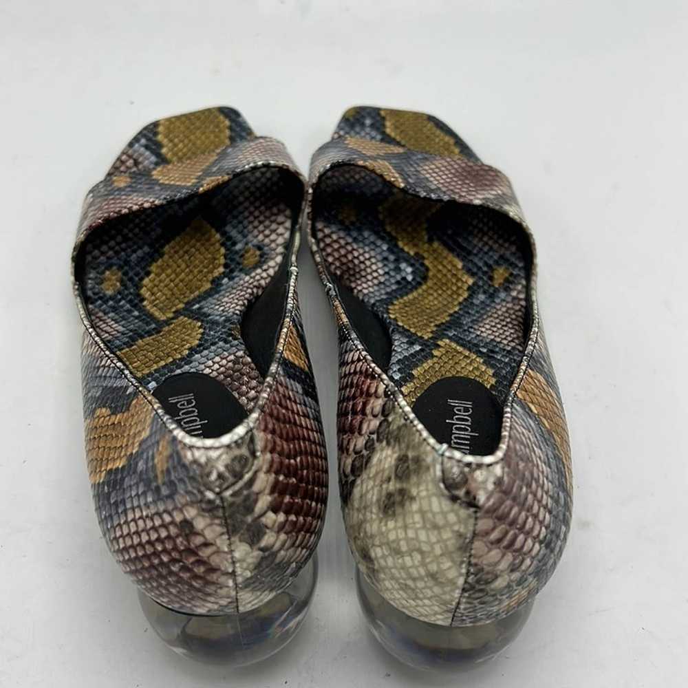 Jeffrey Campbell python snake print peep toe sand… - image 4
