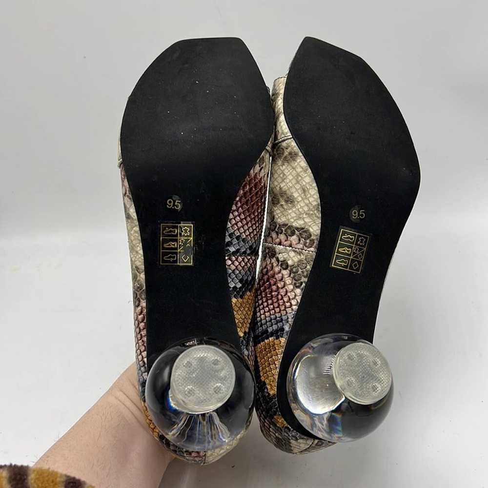 Jeffrey Campbell python snake print peep toe sand… - image 5