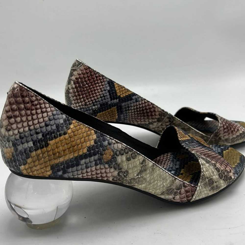 Jeffrey Campbell python snake print peep toe sand… - image 6