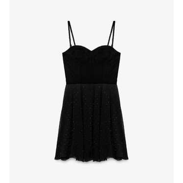 ZARA VELVET DOTTED MESH DRESS