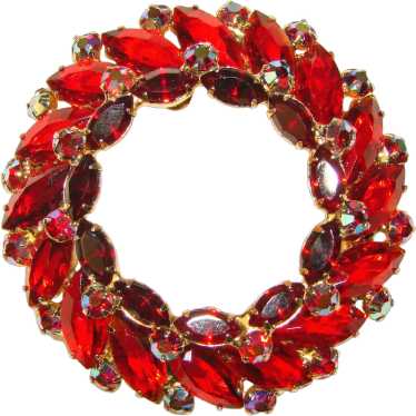 Fabulous RED & RED AURORA Vintage Navette Rhinesto