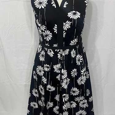 Talbots Sleeveless Black Flower Dress - 6P