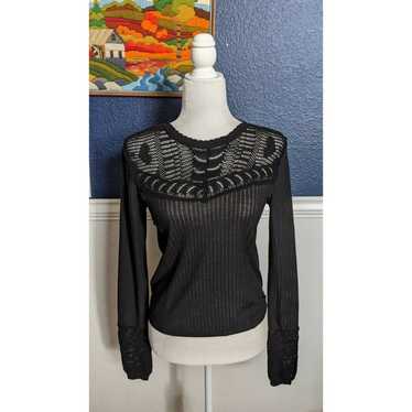 Free People Black Crochet Sweater Small