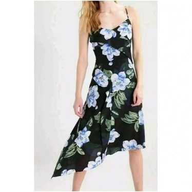 Banana Republic Black Blue Floral Asymmetric Dress