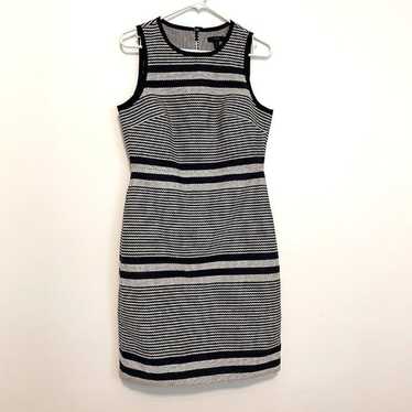 J. CREW Sheath Dress Striped Navy Tweed Blue White