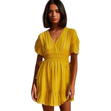 SAYLOR Adrianne Ruffle-Sleeve Yarn Dye Yellow Stri