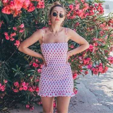 Lovers + Friends Burton White Pink Polka Dot Smock