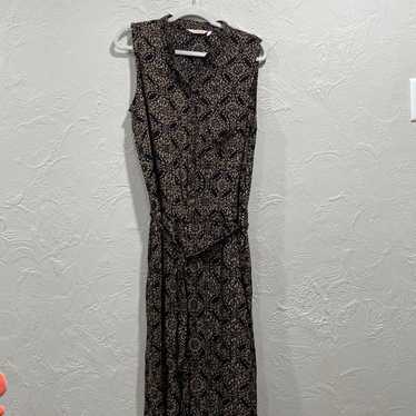 SOFT SURROUNDINGS Bali Black Tan Batik Jumpsuit si