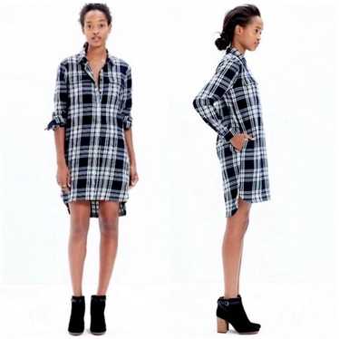 Madewell Daywalk Black Plaid Flannel Popover Shirt