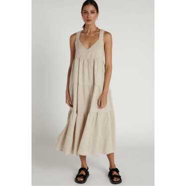 Dissh Tan Amy Natural Linen Cross Back Midi Dress