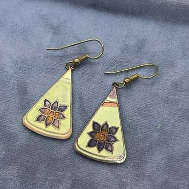 Vintage Enamel Flower Earrings