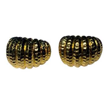 Vintage Joan rivers textured gold tone hoops