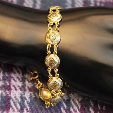 Vintage Gold- and Silver-tone Damascene Bracelet