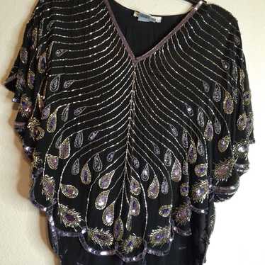 STUNNING True VTG Argenti SMALL 100% Silk Sequined