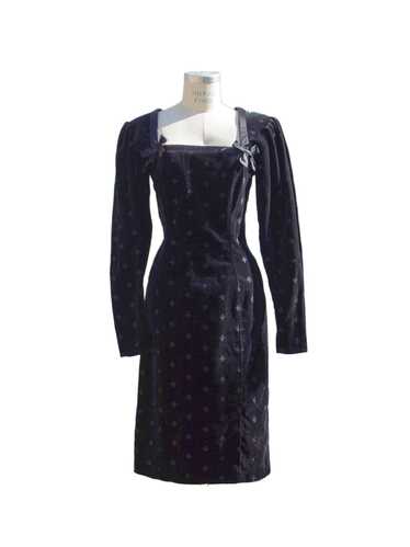 1990's Ungaro Long Sleeve Black Velvet Dress