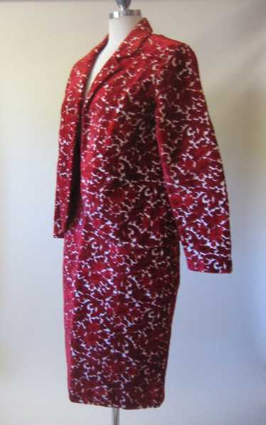 1960s Red Velvet Chenille 2pc Suit