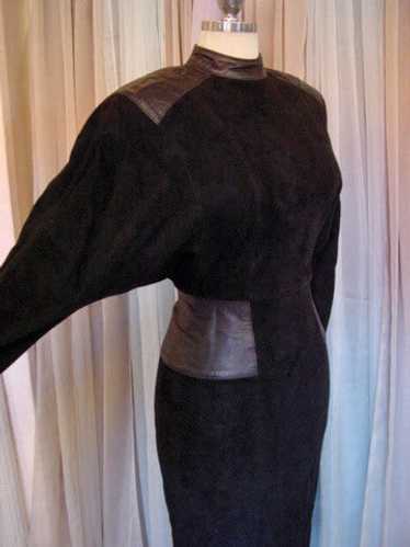 1980s Black North Beach Leather Dress