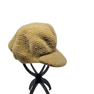 Vintage Inspired Camel Chenille Knit Beret Hat Win